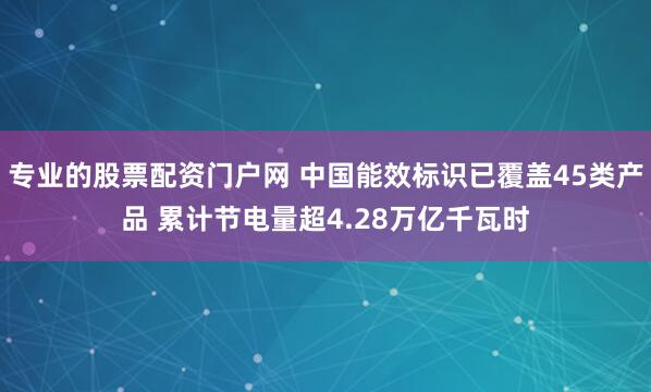 专业的股票配资门户网 中国能效标识已覆盖45类产品 累计节电量超4.28万亿千瓦时